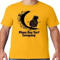 Mens Manu Bay Surf Company Crni surfanje majica Ananas, XL Gold