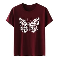 Ženska majica Moda Top bluza Ženska Ležerna majica Butterfly Crew Crta kratkih rukava Lady Ljeto Svakodnevna