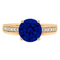2.21ct okrugli rez simulirani plavi safir 18K žuti zlatni godišnjički zaručnički prsten veličine 7,5