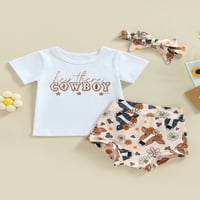 Lieramram novorođenčad djevojčice ljetna odjeća set kratkih rukava s majicom cvjetni šorc hlača za glavu