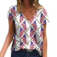 Ženske majice 4. jula Dan nezavisnosti Ispiši svakodnevno ljeto V izrez Američka bluza za ispis kratkih