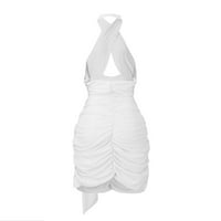 Ležerne haljine za žene mini slobodno vrijeme ručno ručno ručno rub rublje bijelo 2xl