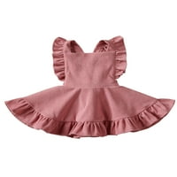 Eyicmarn Girls Solid Boo Boja suknja za suspenziju rukava bez rukava velika haljina visoke struka s