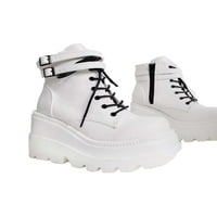 TENMI žene Zimske čizme Ležerne cipele za gležnjeve Wedge Boot platform Hodanje modne kaiševe Bijela