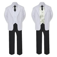 5- Formalno crno bijelo odijelo set od bjelokosti luk dugi kravate prsluk dječak bebe smajen