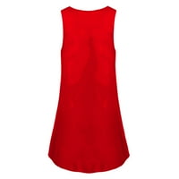 Bazyrey Senderss for Women gumba Ležerne haljine bez rukava Žene Solid V-izrez Crveno 6xL