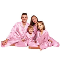 Saten Silk Pajamas PJ's Solid porodica podudaranje sa spavaćim odjećom salonske hlače za pantalone za