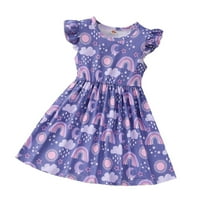DXHMONEYH Djevojke za bebe Ljeto cvjetna haljina kratki rukav ruff haljine Casual Boho Print Swingres