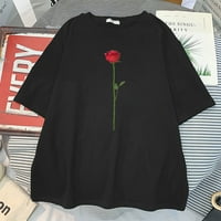 Summer Rose kratki rukav ženska majica Harajuku grafička odjeća Djevojke Top crno bijelo sivo crveno