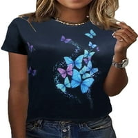 Glonme Dame Butterfly Ispiši Ležerne majica Boemian Holiday Pulover Baggy Beach Ljetni vrhovi Tunička