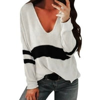 Ženski pulover džemperi obrezani pulover džemperi za žene dugih rukava prevelizirani bijeli l