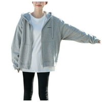 Ženske pune dugih rukava nepravilna dukserica sa labavim pulovernim puloverom za bluze Grey XXL