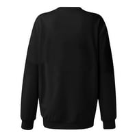 TREMGARD CLEARANCE Trendi Žene vrhovi Žene Čvrsti labavi okrugli izrez dugih rukava džepne bluze modni džemper, crni, xl