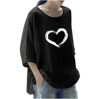 Ženska modna tiskana ručica okrugla vrata pulover pulover plus veličina Bluzes majica srušena za jesen