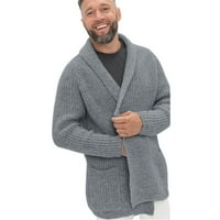 Dellytop muški ovratnik dugih rukava Cardigan Casual Open Front Pleted džemper