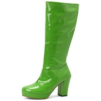 Ymiytan dame protiv klizanja koljena visoke čizme visoke platforme Rad modne blok potpetica haljina potapala zelena 6,5