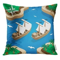 Otok Pirate brodovi u uvali Izometrijsko avanturističko plaže Bacite jastučnicu za jastuk