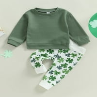 MubIneo baby Girls Outfit setovi zeleni vrhovi dugih rukava + četverolosne gaće djeteline