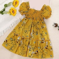 Djevojkova casual haljina ljetni schoop vrat kratkih rukava cvjetna cvijeća tiskane obične haljine za