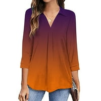 Ljetni vrhovi za žene Trendy V izrez 3 4Sleeve majica Jesenja ispiha bluza vrhova dukserica do 65% popusta