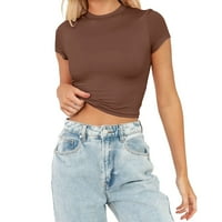 Košulje za žene Grafički vintage Ljeto Kratki rukav Slatki usjevi Basic CrewNeck Slim Fit Thirt za žene