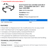 Prednja kontrolna ruka i kuglični zglobni komplet - kompatibilan sa - RAM RWD