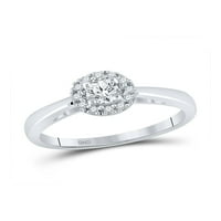 Dijamantna princeza 10kt Bijela zlatna okrugla Diamond Solitaire Halo Bridal Vjenčanje zaručnički prsten