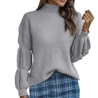 Prevelizirani džemperi za žene Solid Boja O-izrez dugih rukava, pola pulover modnih casual vrhova