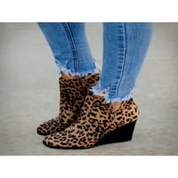Leuncero dame bootie leopard print klin pete cipele sa bočnim zimem čizme bez klizanja kratkim boot