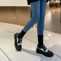 Jsaierl gležnjače za žene Chunky platform Britanske retro modne čipke sjajne kožne cipele s visokom
