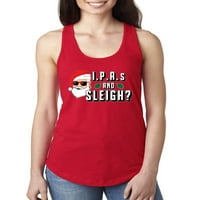 Divlji Bobby Hipster Santa IPAS i saonicama? Božićna ženska trkačka tenk top, crvena, x-velika