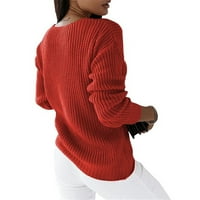 Kipliki Božićne ženske majice dugih rukava bavene V-izrez pulover pulover Puno boje, ležerne bluze