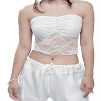 Allshope ljetni elastični osnovni bandeau vrhovi za žene, čipkasti patchwork van-ramena gornji dio ramena