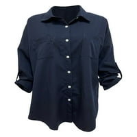 Kelajuan Women Trendy Jean majica, čvrsta boja LEAL LEGHLEVE Gumb za dugme Rela Fit Denim bluza za žene