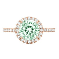 1.86ct okrugli rez zeleni simulirani dijamant 18k ružičasta ruža zlatna gravirajući egraviranje godišnjice