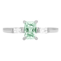0,8ct smaragdni rez zeleni simulirani dijamant 18k bijeli zlatni godišnjički angažman kamena prstena