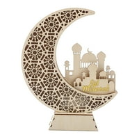 Hernalise Ramadan noćno svjetlo - Eid Mubarak LED svjetlo - Mjesec Star Light Drvena stolna lampica