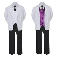 5- Formalno crno bijelo odijelo postavljeno patlidplant luk dugi kravate prsluk dječak za bebe