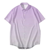 Amidoa Thirts majice za muškarce Ljeto labavo gradijentno kolor gumb dolje majica casual Henley kratkih
