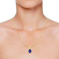 1. Carat kruška tanzanite 10k žuti zlatni V-bail pasijans privjesak ogrlica za žene