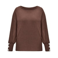 CAICJ džemperi za žene modne žene džemper gornji luk navratnik čvrste dugmad rukav pleteni džemper topli