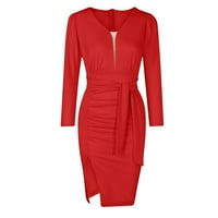 Ljetne haljine za prodaju za žene za žene dugih rukava čipkasta haljina od čipke V-izrez Mini backlex