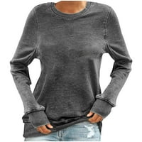 Odeerbi Ženski vrhovi Bluze s dugim rukavima Trendy casual okrugli vrat labav majica Jesenski pulover