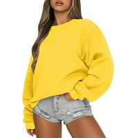 Košulje s dugim rukavima Fragarn za žene casual crewneck labavi fit plottlover fleece vrhovi žuti s