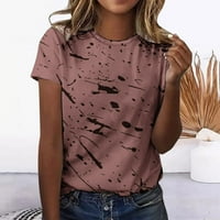 Ernkv ženski trendi labavi osnovni vrhovi klika za čizme tiskane vrhove kratkih rukava majice okrugle