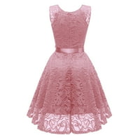 Haljine za žene žene vintage princeze cvjetni čipka V-izrez stranka Aline Swing haljina ružičasta