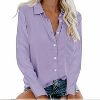 Ženska majica rever gumb za ispis dugih rukava Ležerna bluza za zimsku večeru za žene