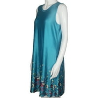 Bazyrey sundress za žene casual haljine bez rukava ženka cvjetnih krajeva vrata kraljeva plave s