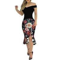 Plus veličina haljina za žene modni poklopac cvjetni van-ramena srednje plažne haljine L
