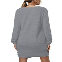 Glookwis dame fleece džemper s rukom rebrasti pleteni mini haljine casual slouchy pulover skakač posad
